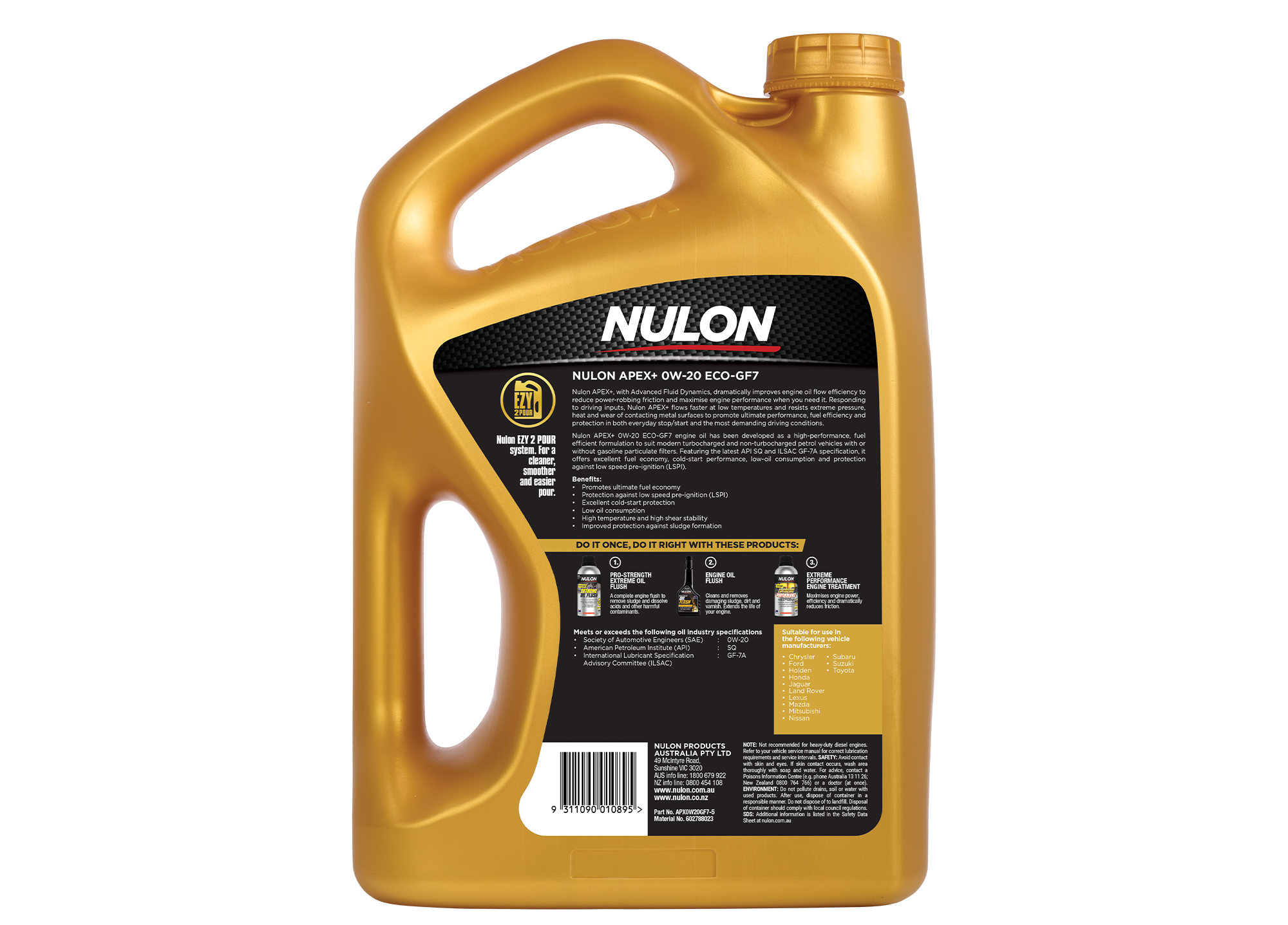 APEX+ 0W-20 ECO-GF6 APX0W20GF6-5 Rear