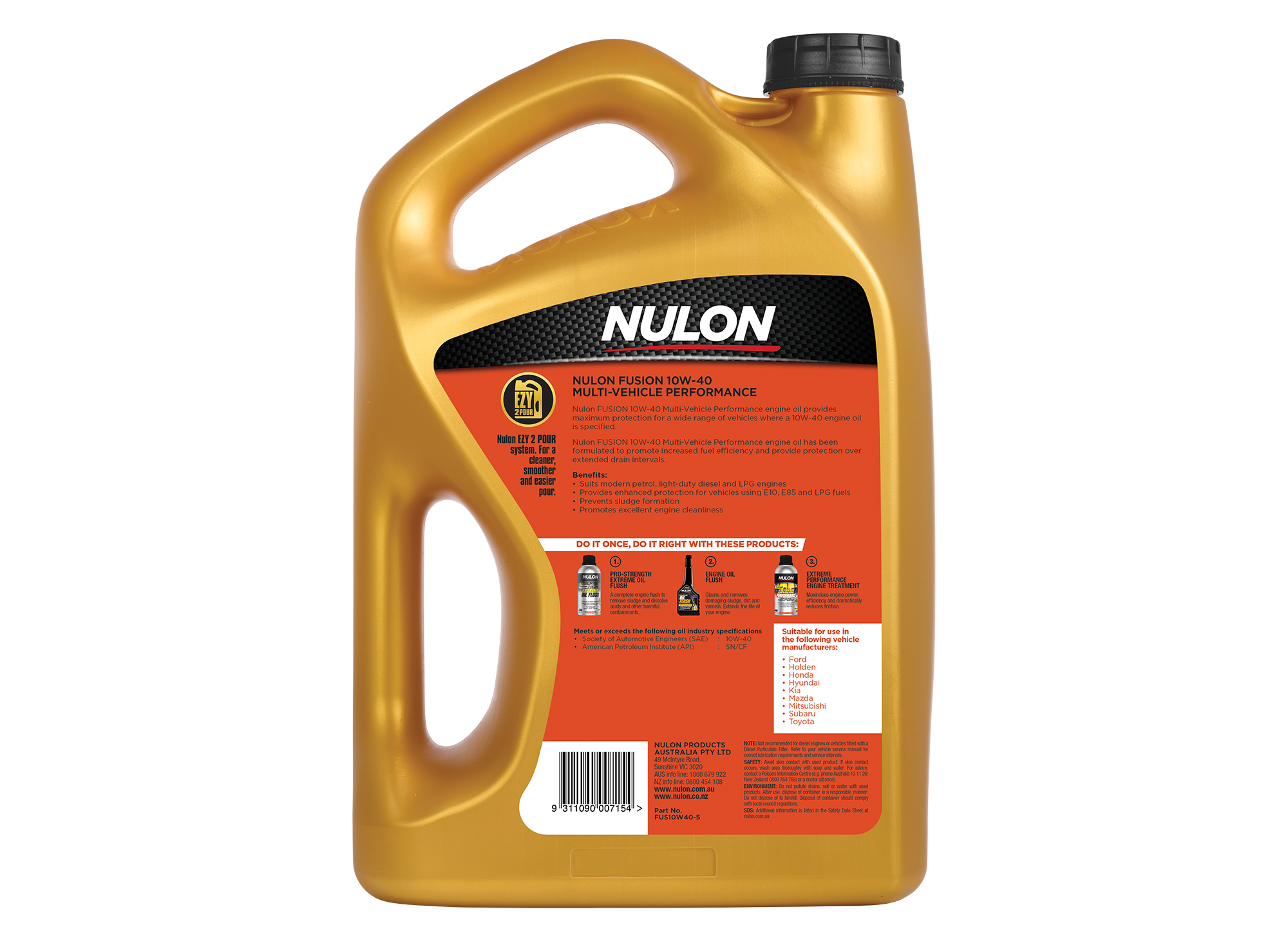 FUSION 10W-40 MULTI-VEHICLE PERFORMANCE FUS10W40-5 Rear