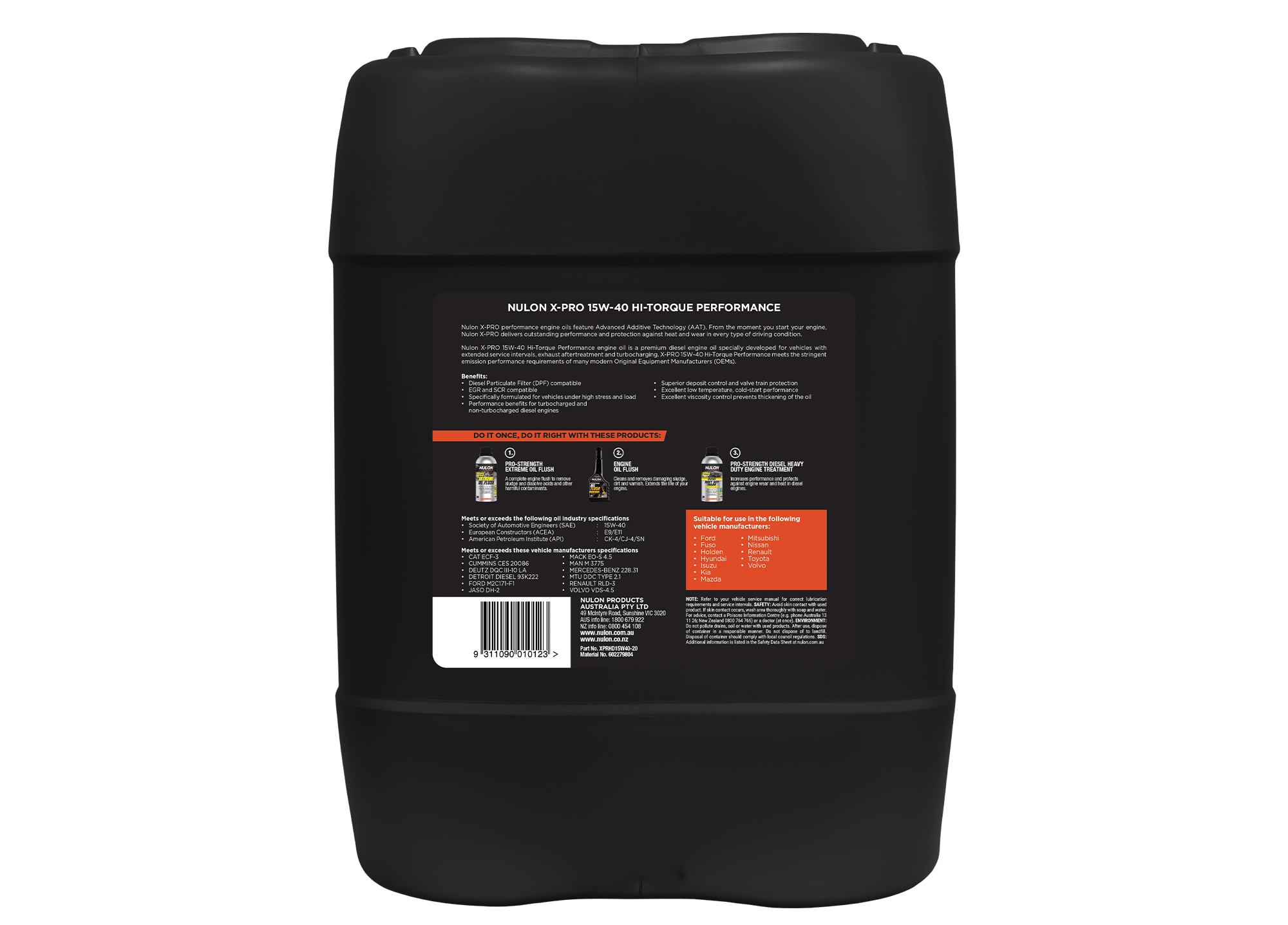 X-PRO 15W-40 HI-TORQUE PERFORMANCE XPRHD15W40-20 Rear