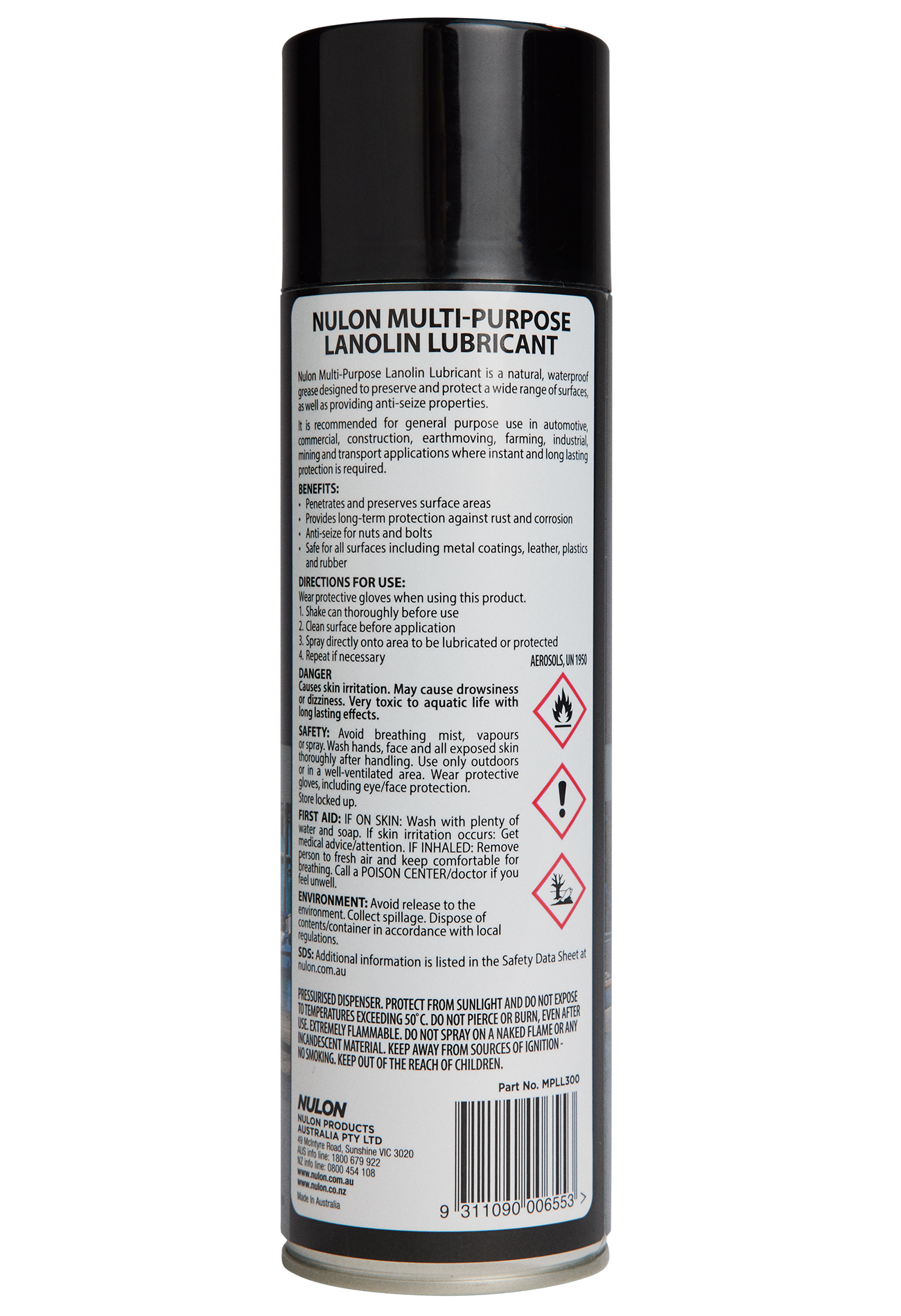 Pro-Strength Multi-Purpose Lanolin Lubricant MPLL300 Rear