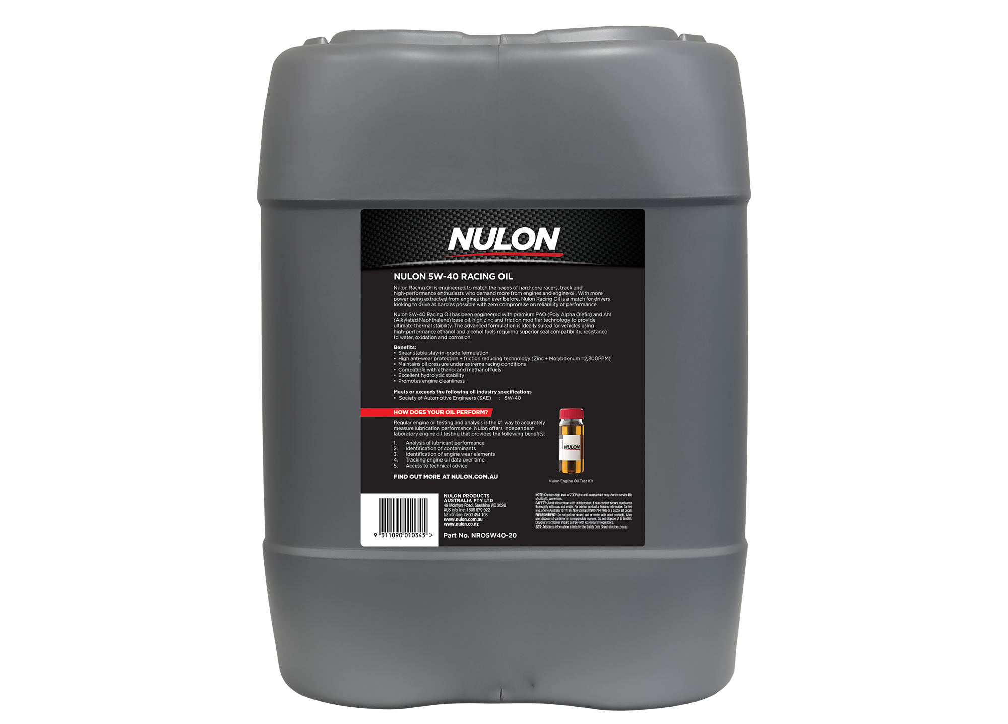 Full Synthetic 5W-40 Racing Oil NRO5W40-20 Rear