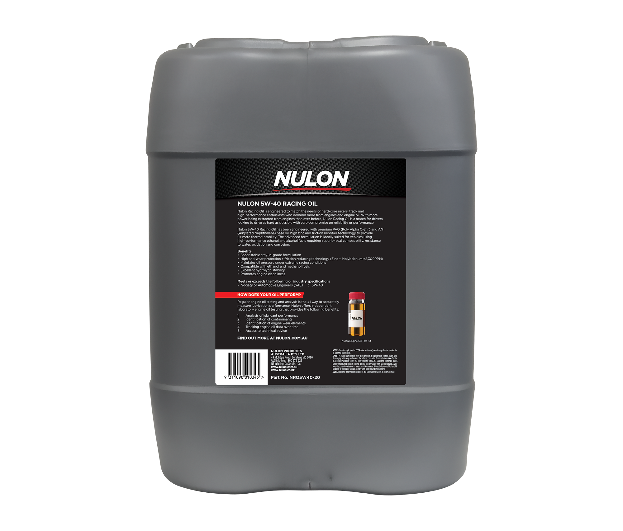 Full Synthetic 5W-40 Racing Oil NRO5W40-20 Rear