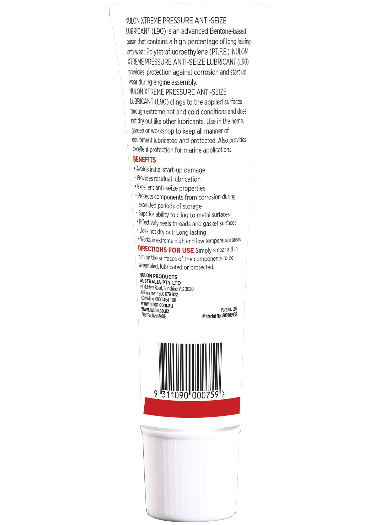 Anti Seize Xtreme Pressure Anti-Seize Lubricant L90 Rear