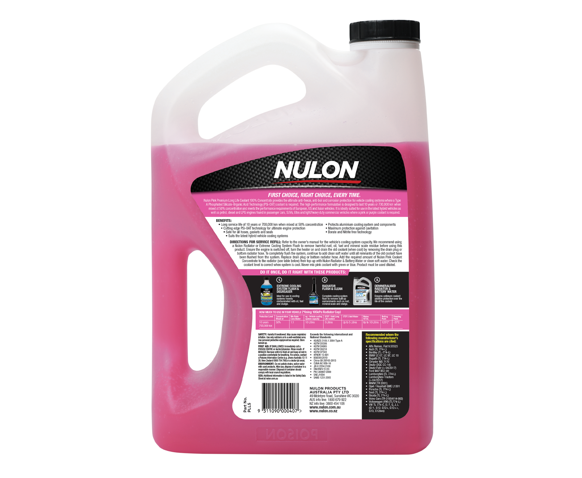 Pink Premium Long Life Coolant 100% Concentrate PLL5