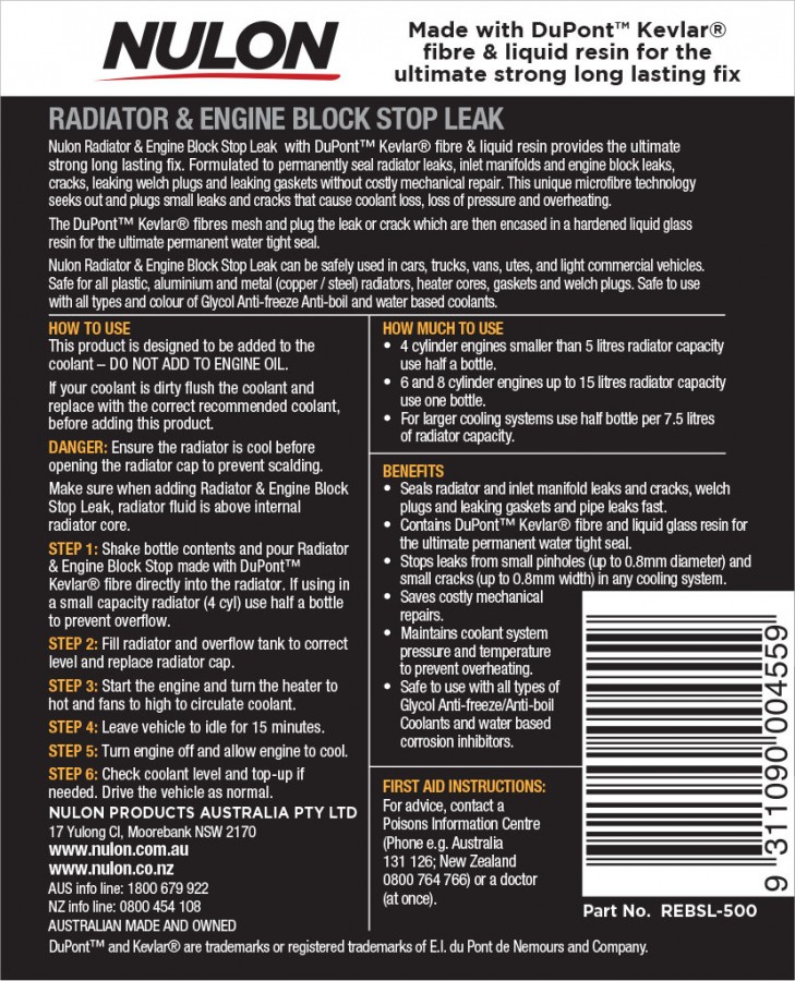 Radiator & Engine Block Stop Leak REBSL-500 Rear